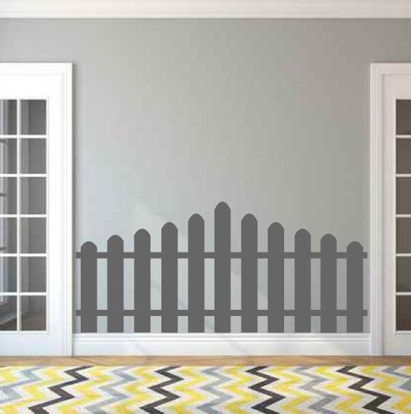 Red Barrel Studio Dorlix Picket Fence Faux Headboard Vinyl Wall Picket Fence Faux Headboard Vinyl Wall