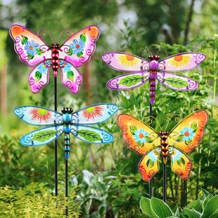 Garden Outdoor Metal decorative Gold Bronze coloured Butterfly with Ground Spike