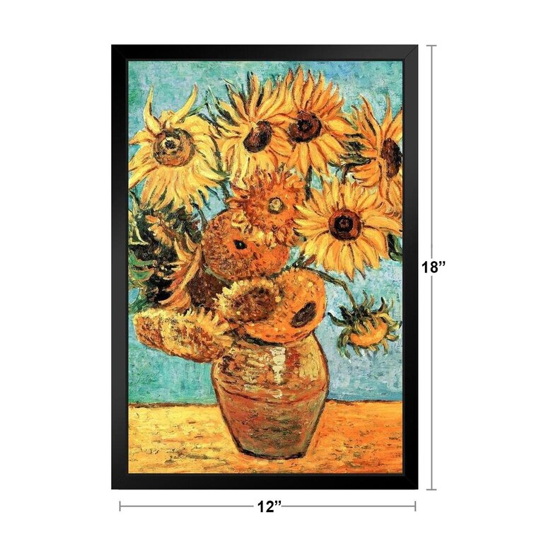 Vincent Van Gogh Vase with Fifteen Sunflowers Wall Art Poster Print