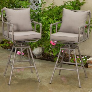 Ablert Adjustable Height Bar Stool with Cushions (Set of 2)