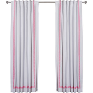 Grosgrain Ribbon Striped Blackout Thermal Rod Pocket Curtain Panels (Set of 2)