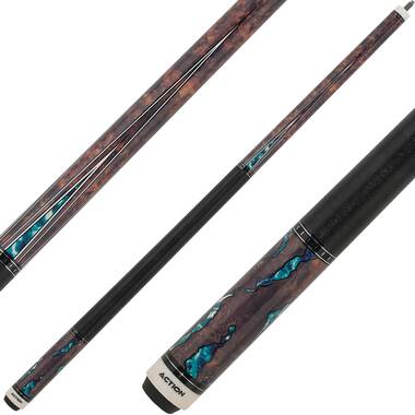 New Action ADV60 Pool Cue Stick White Stained Stacked Skulls 18-21 oz & Case 