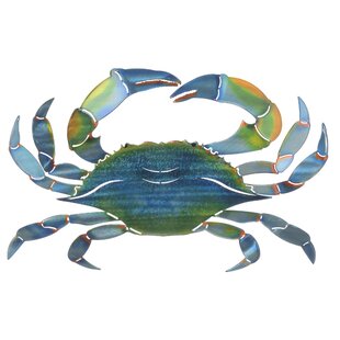 Metal with Blue Crab Wall Artwork for Home Garden Decoration Statues Decoration 