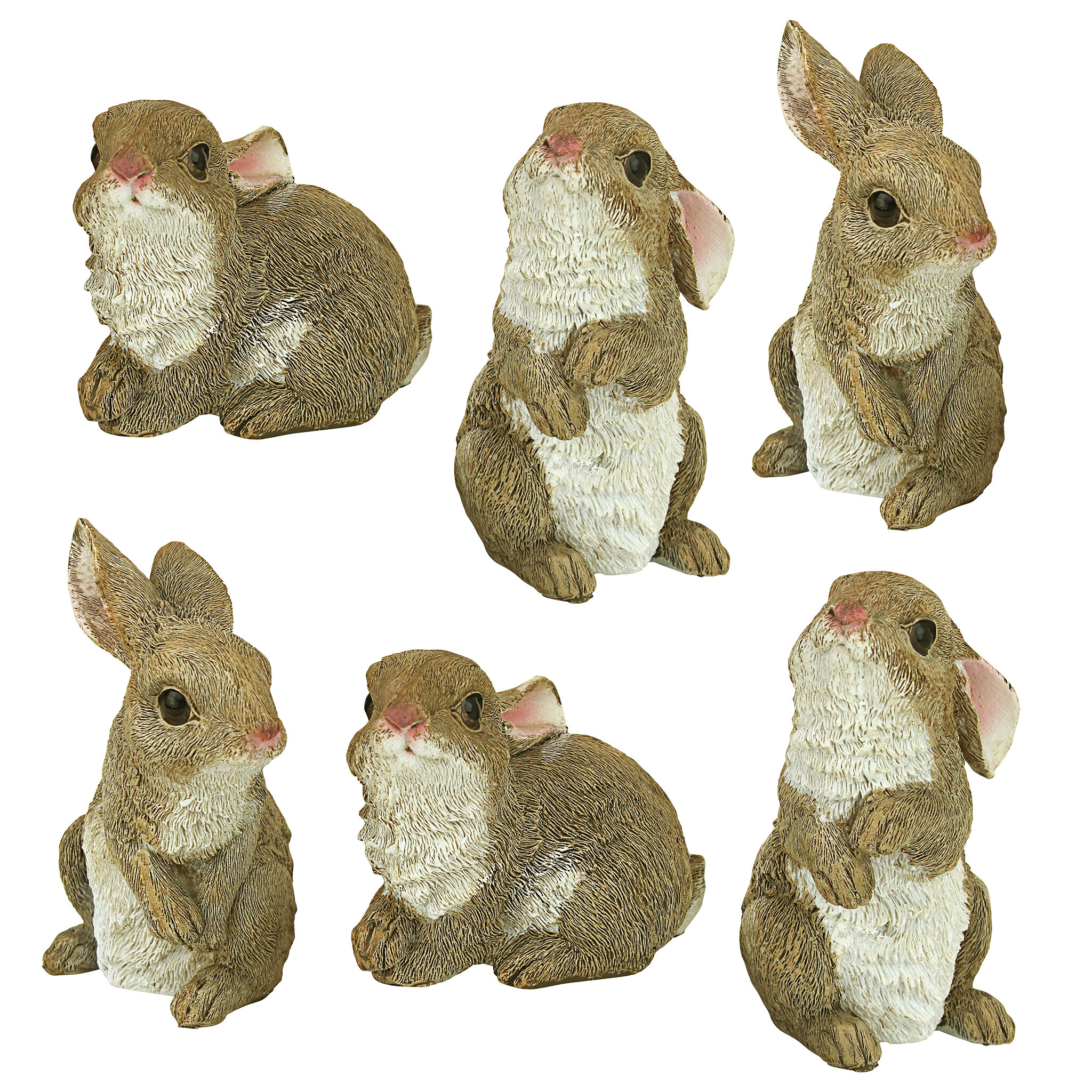 Set of Two Design Toscano Bashful and Hopper Garden Bunnies Collection 