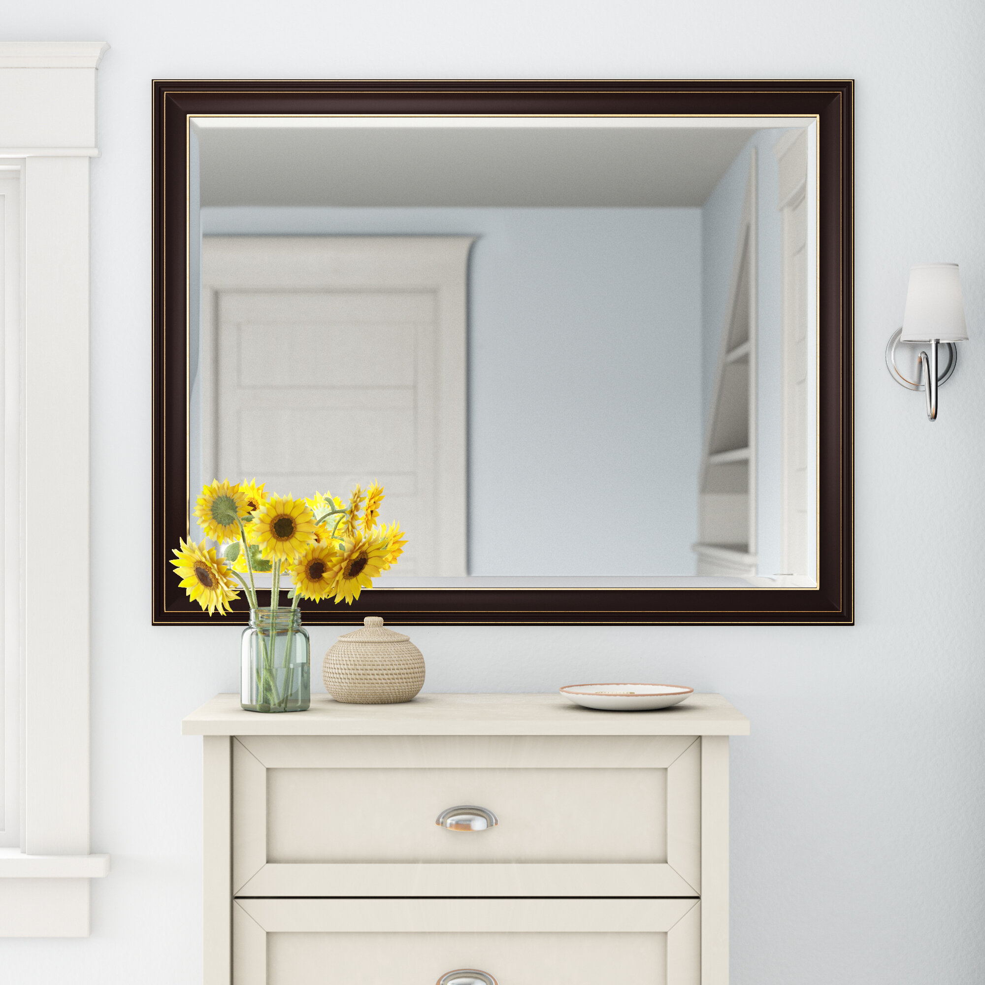 Andover Mills Hartshorne Ridge Traditional Beveled Bathroom Vanity Wall Mirror Reviews Wayfair