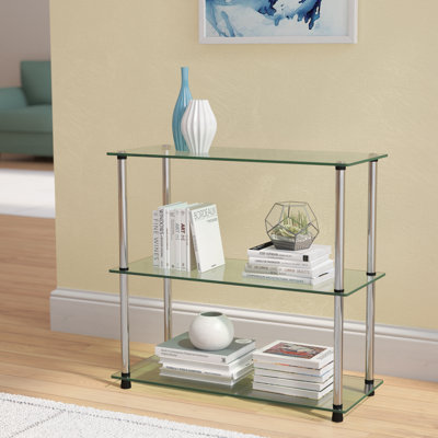 Beckett Etagere 26.50" Glass Bookcase with Metal Poles