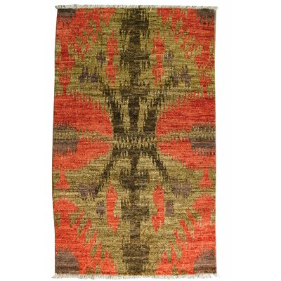 Stock Ikat Hand Knotted Wool Red Area Rug Tufenkian