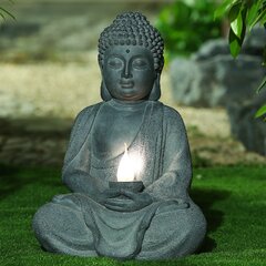 Details about   Little Buddha Garden Statue Outdoor Calming Quiet Buddha 14.4” Tall Brown New 