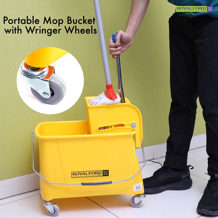 24L Mop Bucket and Wringer Yellow Cleaning Mopping Commercial Shop UK 