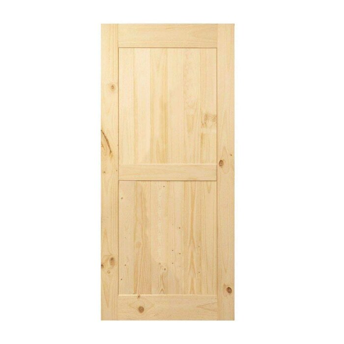 Homacer Panelled Wood Unfinished Frame Barn Door With Installation