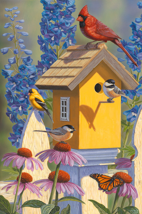 East Urban Home The Yellow Bird House Painting Print On Canvas