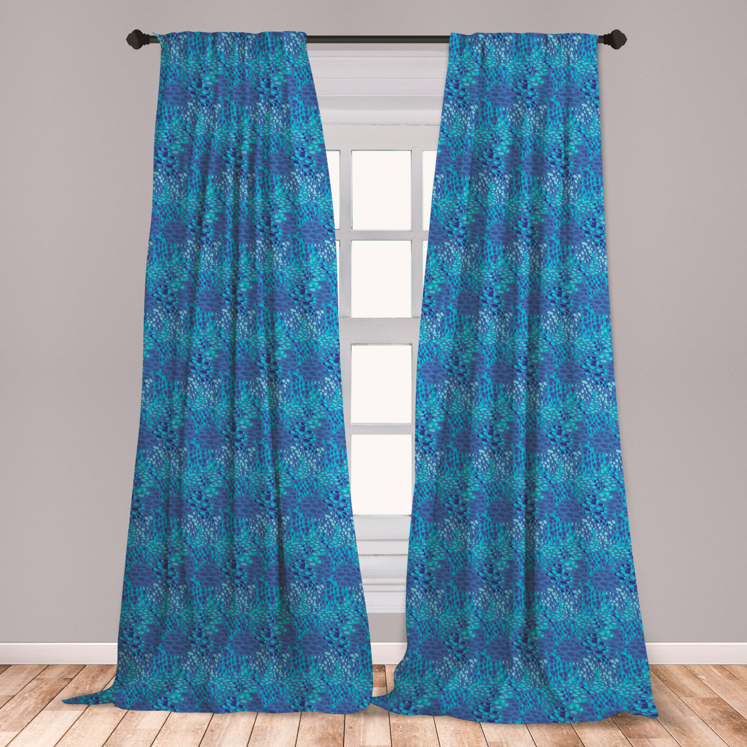 East Urban Home Ambesonne Aqua Curtains Animal Pattern Inspired