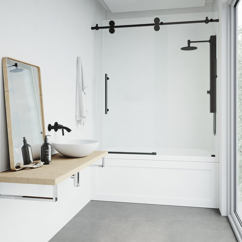 Elan 60 W X 66 H Single Sliding Frameless Tub Door With Rollerdisk Technology Reviews