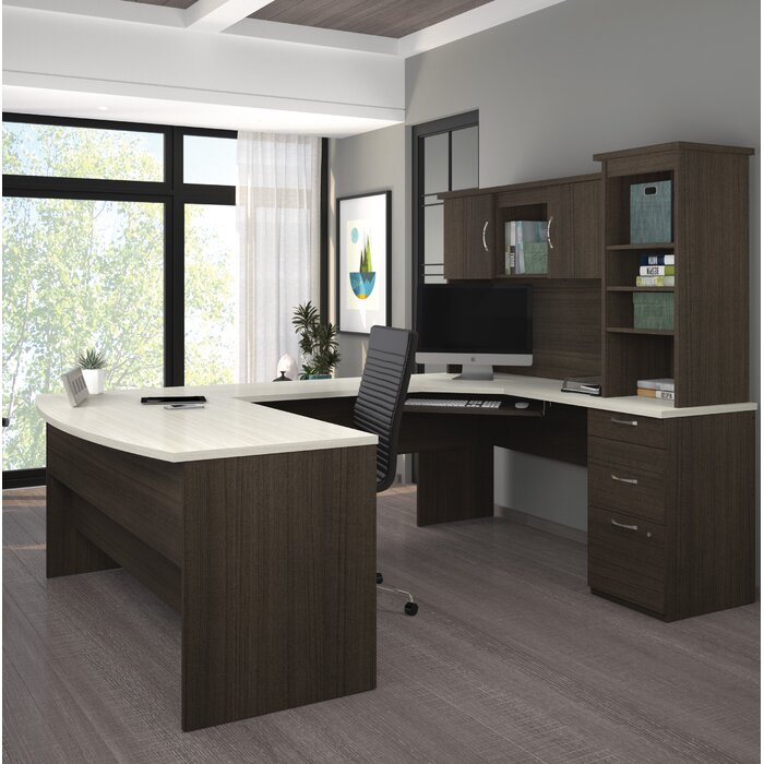 Latitude Run Arnaldo U Shaped Desk Computer Desk With Hutch