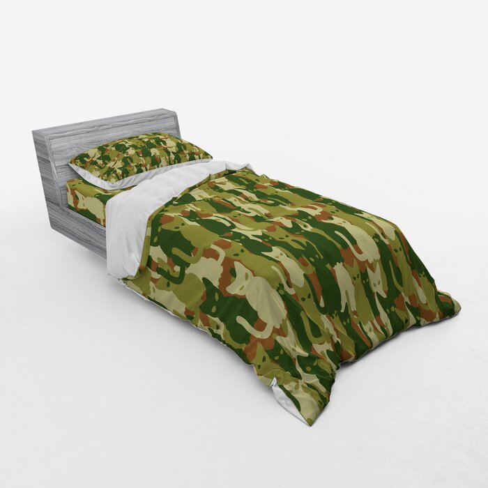 East Urban Home Ambesonne Camo Bedding Set Kitten Silhouette