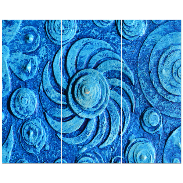 East Urban Home Abstract Segmented Circle Blue Flowers Graphic