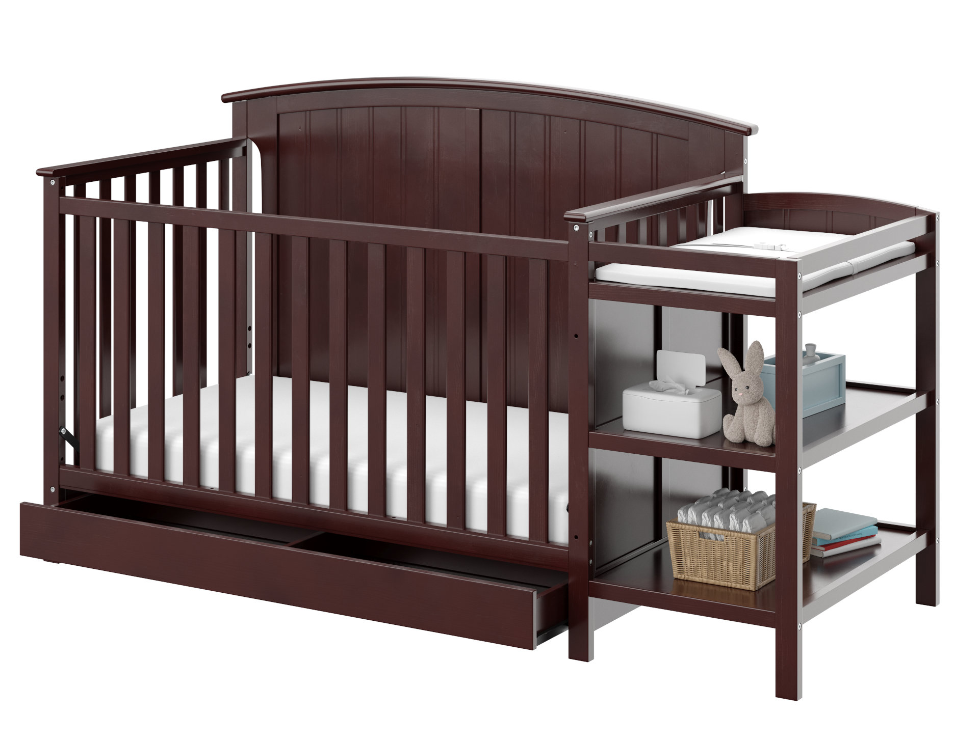 storkcraft steveston 4 in 1 crib and changer with drawer gray