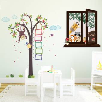 Nice Landscape Wolf in Painting 3D Wall Decal  Nursery Vinyl Decal Sticker