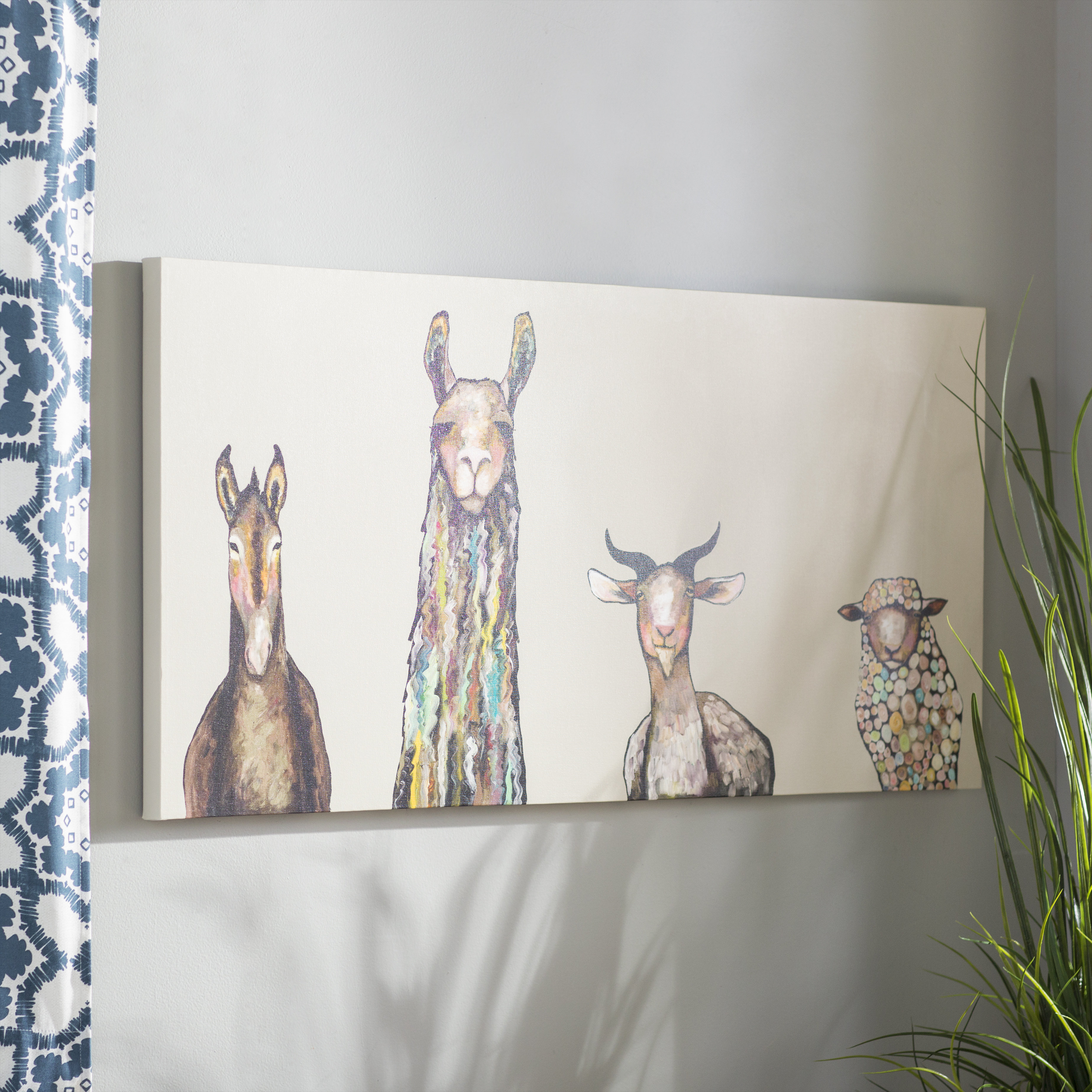 Mercury Row Donkey Llama Goat Sheep Acrylic Painting Print On Canvas In Cream Reviews