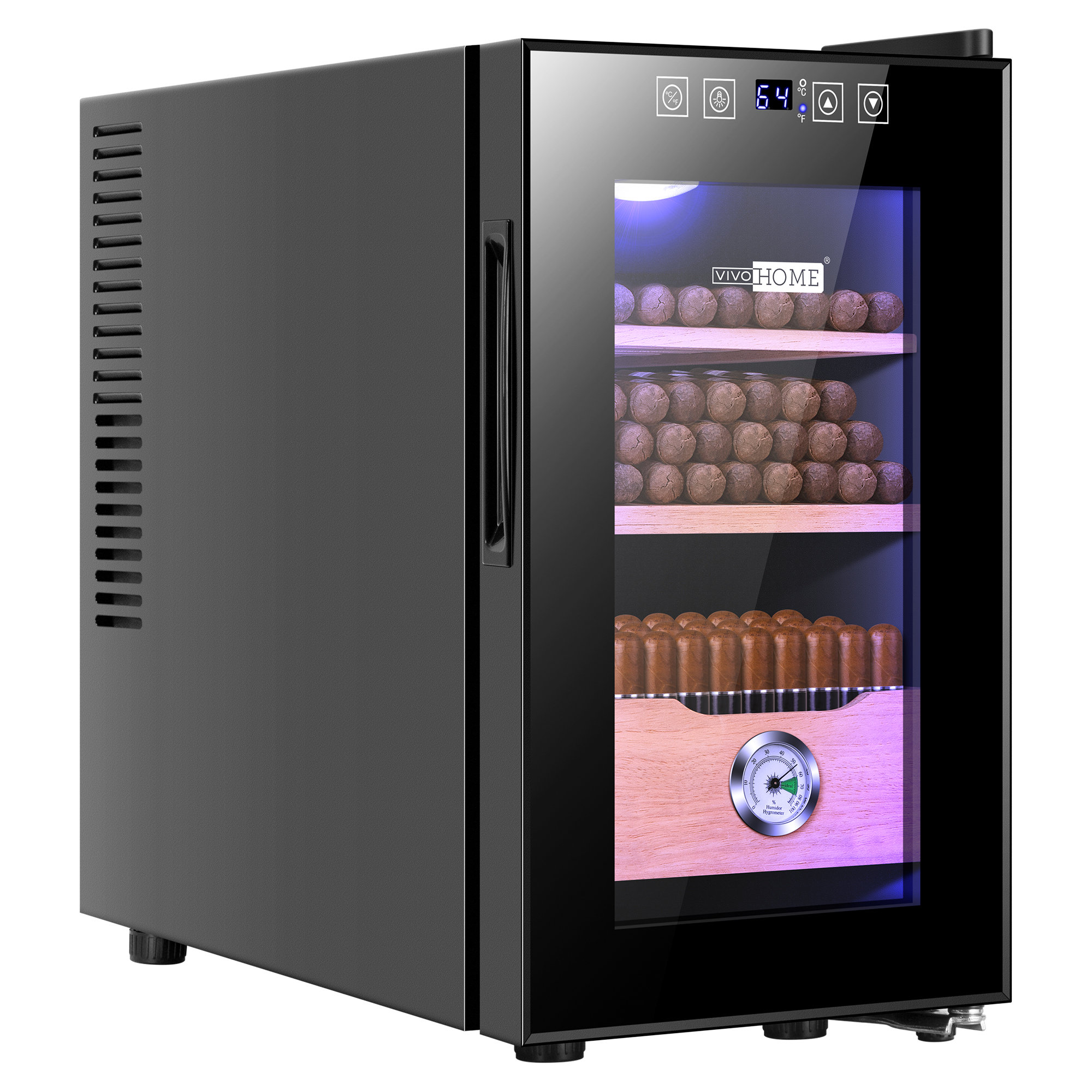 vivohome 23 L Electric Humidor Cooler with Hygrometer, Spanish Cedar Wood Shelves and Drawer