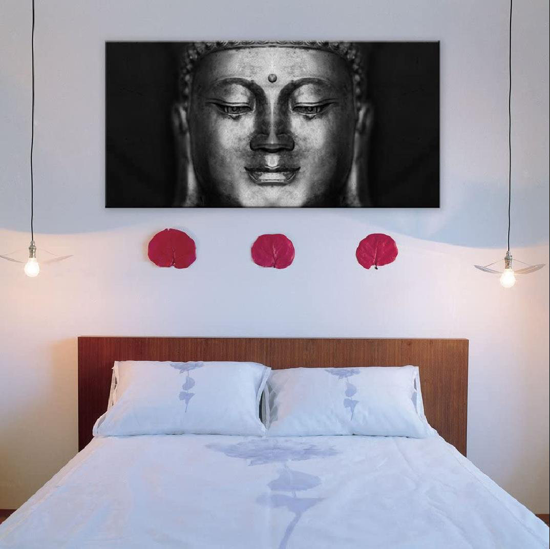 Ebern Designs Canvas Wall Art Black And White Abstract Buddha Head