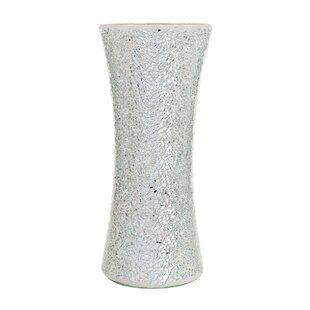 Silver Champagne Glitz Diamante Textured Vase Ornament Decoration 50cm 