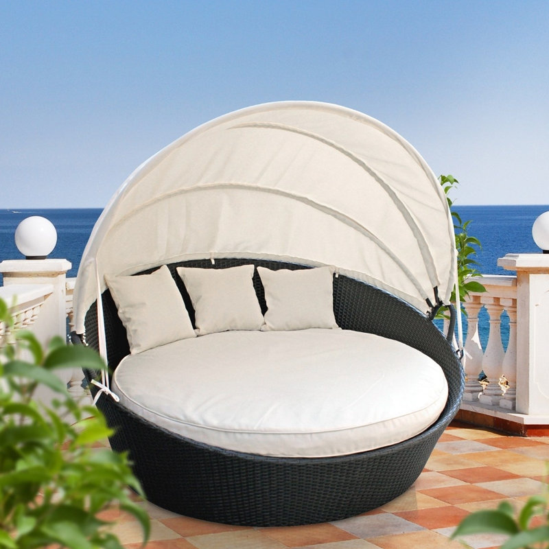Brayden Studio Holden Canopy Outdoor Patio Daybed With Cushions Holden Canopy Outdoor Patio Daybed With Cushions