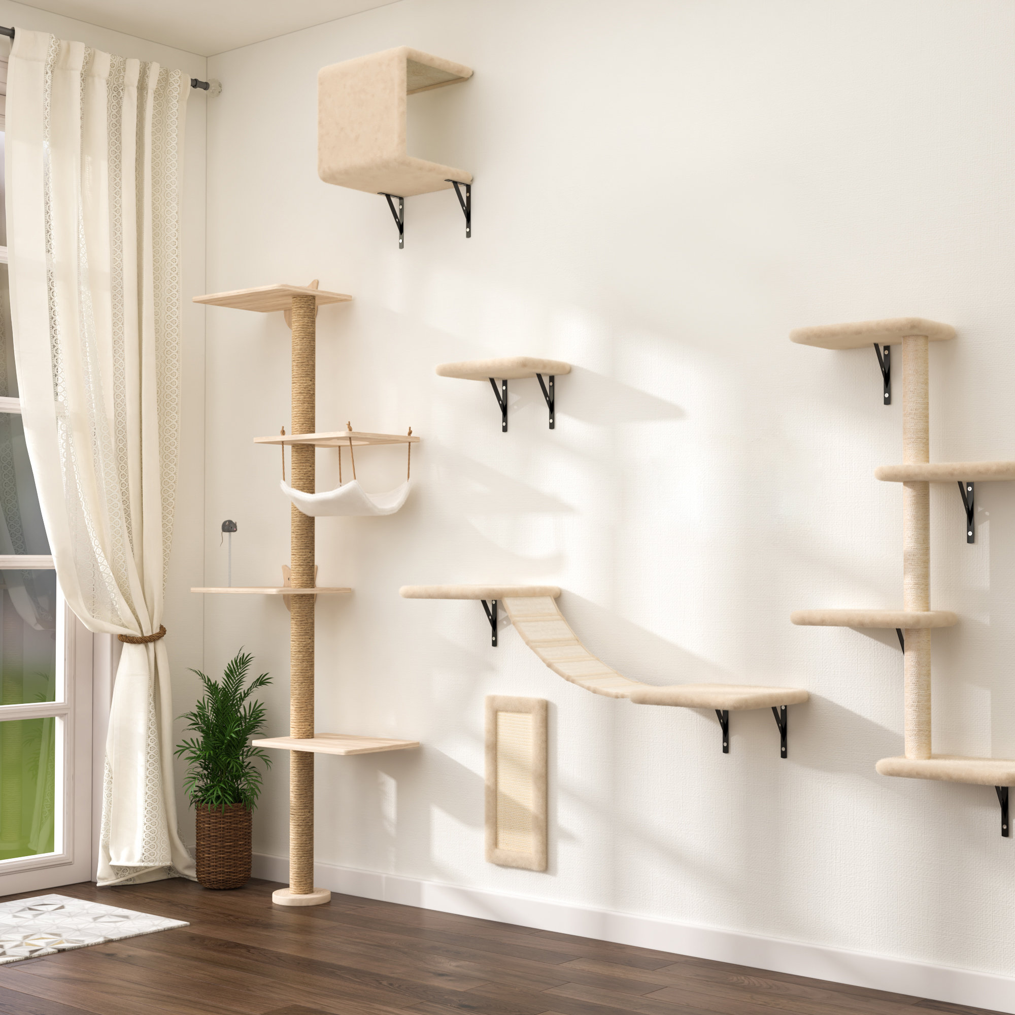 Tucker Murphy Pet™ 6 Pcs Wall-mounted Cat Tree Shelf | Wayfair