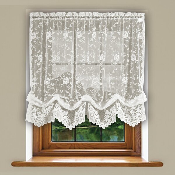 Decorative Curtains Off-White Lace Embroidered Sheer Balloon Polyester Shading 