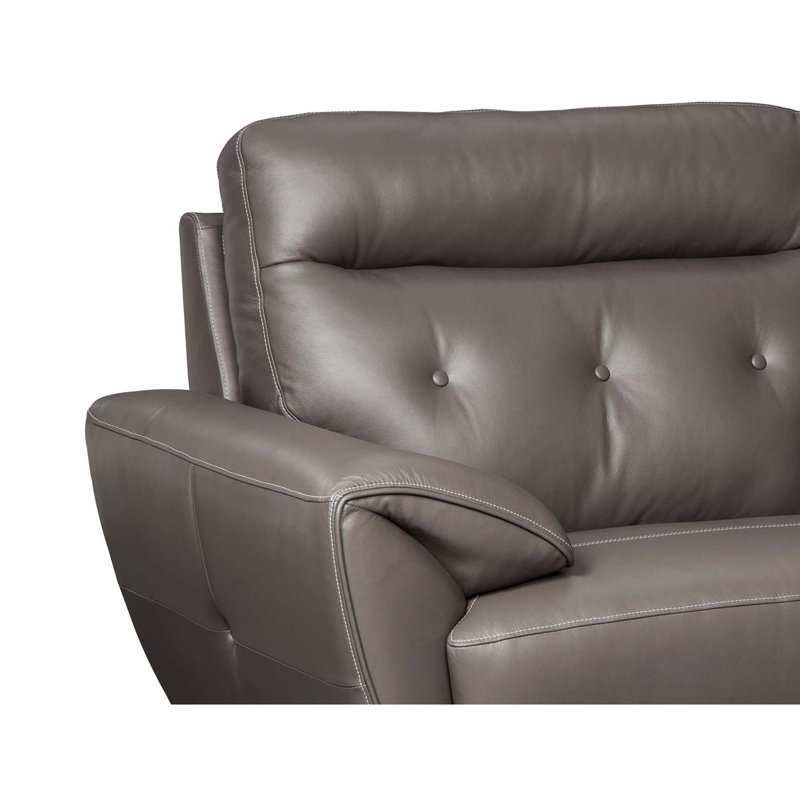 Corrigan Studio Modern Faux Leather Upholstered Chair And A Half With Channel And Button Tufting Grey Wayfair Ca