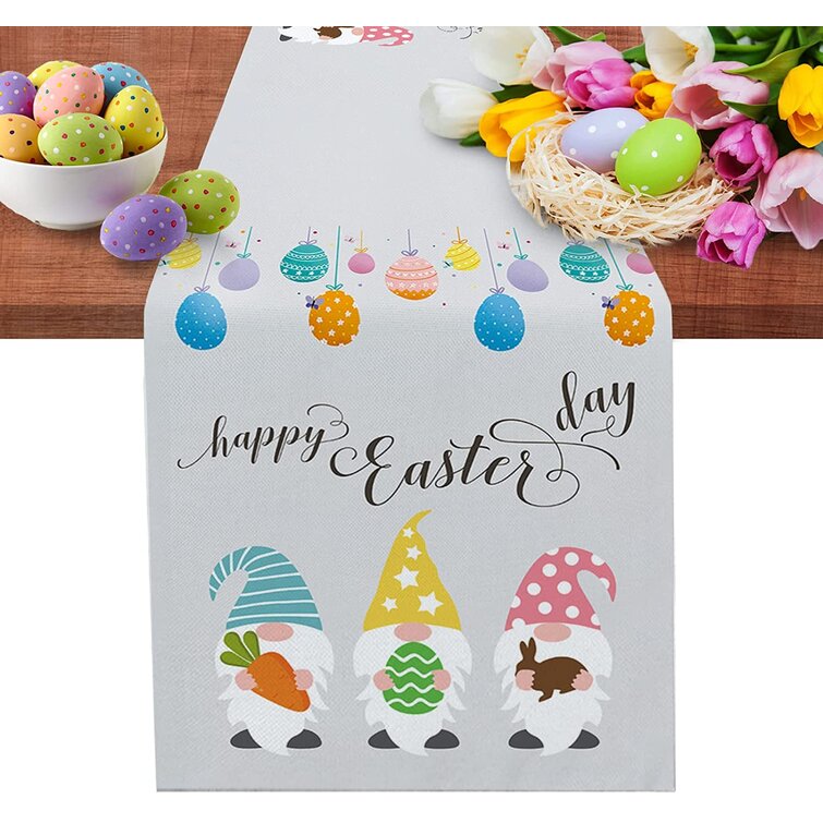 Home Decor for Easter Colorful Easter Eggs Table Runner
