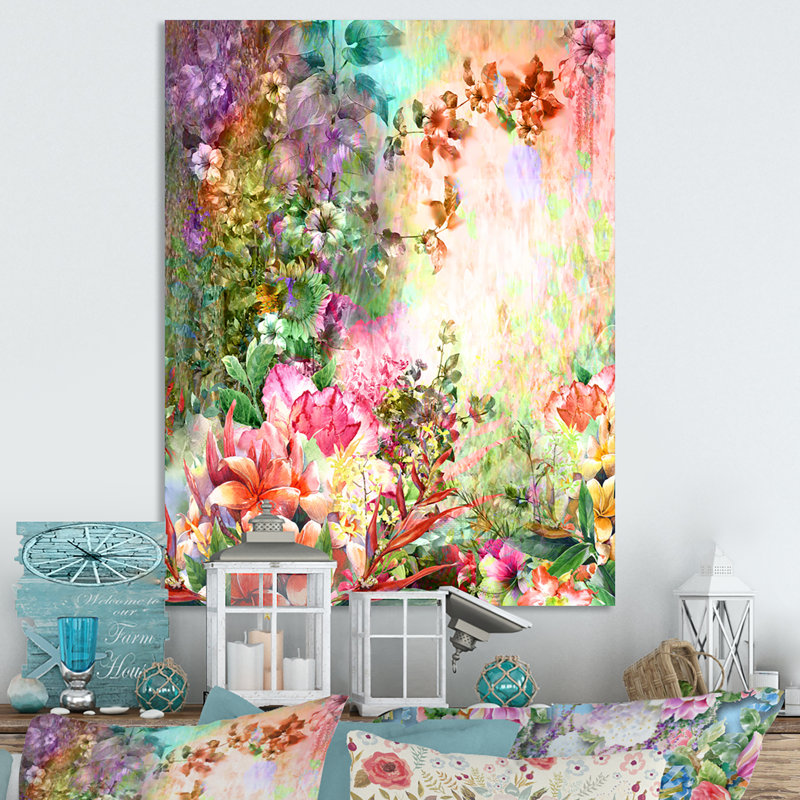 Modern Multi And Green Summer Garden - Canvas Wall Decor