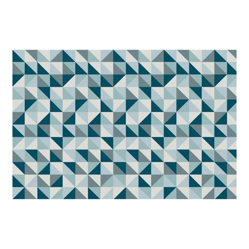 Blue Triangle Pattern 1.9m x 2.88m Textured Matte Peel & Stick Wall Mural East Urban Home