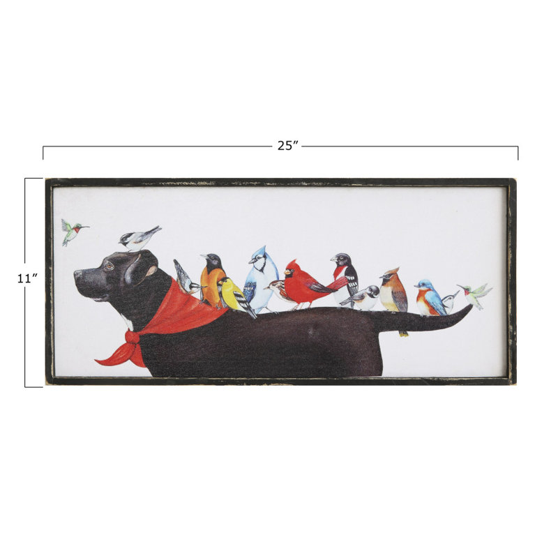 Javin Birds On Dog Picture Frame Painting Print On Canvas
