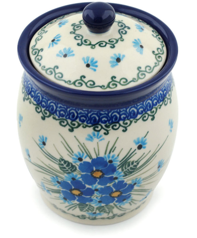 Polmedia Polish Pottery Forget Me Not With Lid Kitchen Canister