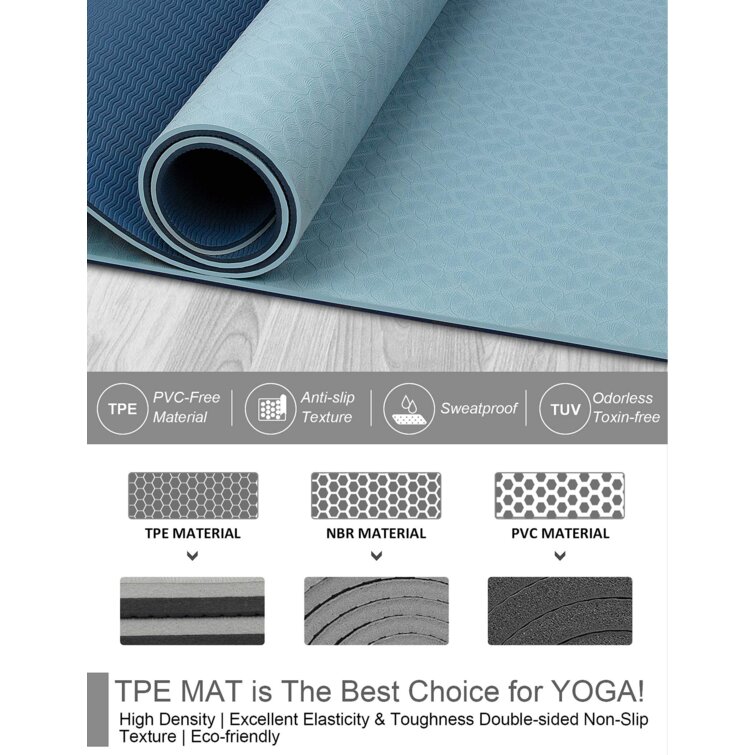 Yoga Mats Avoalre Yoga Mats For Women 66''L x 24''W x 1/4 Thick Travel Yoga Mats Foldable Non Slip Lightweight Yoga Mat With Carry Bag Portable Pilates Mat Eco Friendly Anti-Tear Workout Mats for indoor and outdoor Gym Pilates Floor Exerci