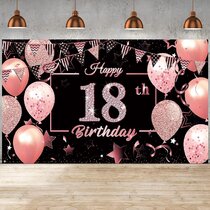 18 Birthday Backdrop Background Banner 18th Anniversary Backdrop Happy 18th Birthday Photo Backdrop Banner Wall Decorations Black and Gold 71 x 49 inch Happy 18th Birthday Backdrop for Men Women
