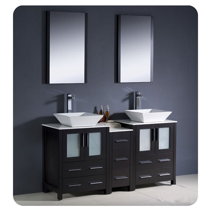 Torino 60 Double Bathroom Vanity Set With Mirror Torino 60 Double Bathroom Vanity Set With Mirror