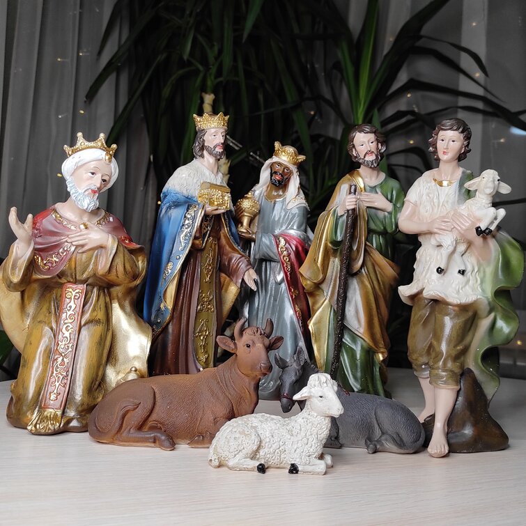 Cow,Donkey,Lamb Nativity Set Animal Collection 3 Piece Set 11" Inch Collection 