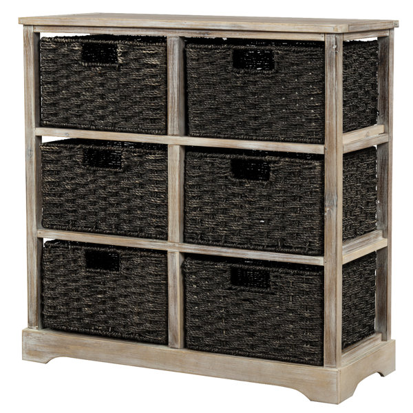 Artmeer Storage Chest Storage Cabinet With 6 Rattan ...