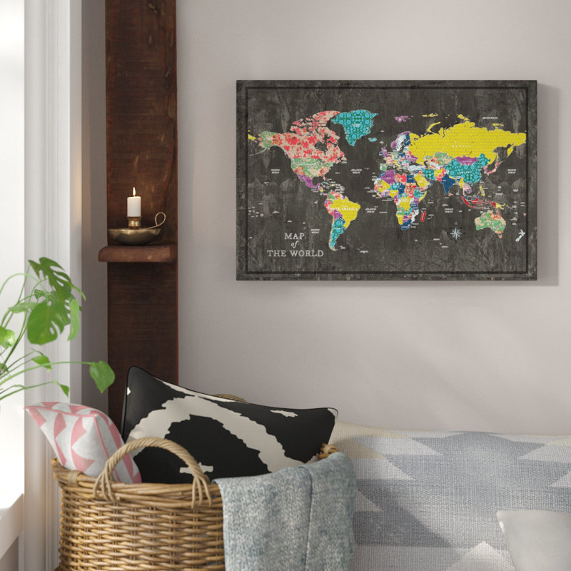 Mistana Colorful World Map Graphic Art Print On Canvas Reviews Wayfair