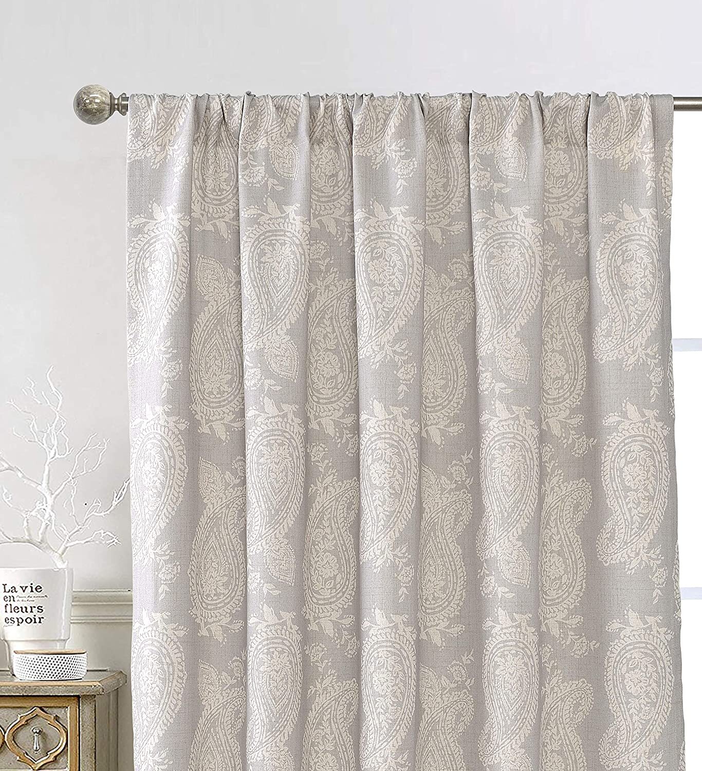 Driftaway Cathy Window Curtain Panels Linen Blend Semi Sheer Farmhouse And Modern Rustic Curtains For Living Room Bedroom Paisley Block Print Style Pattern Wayfair