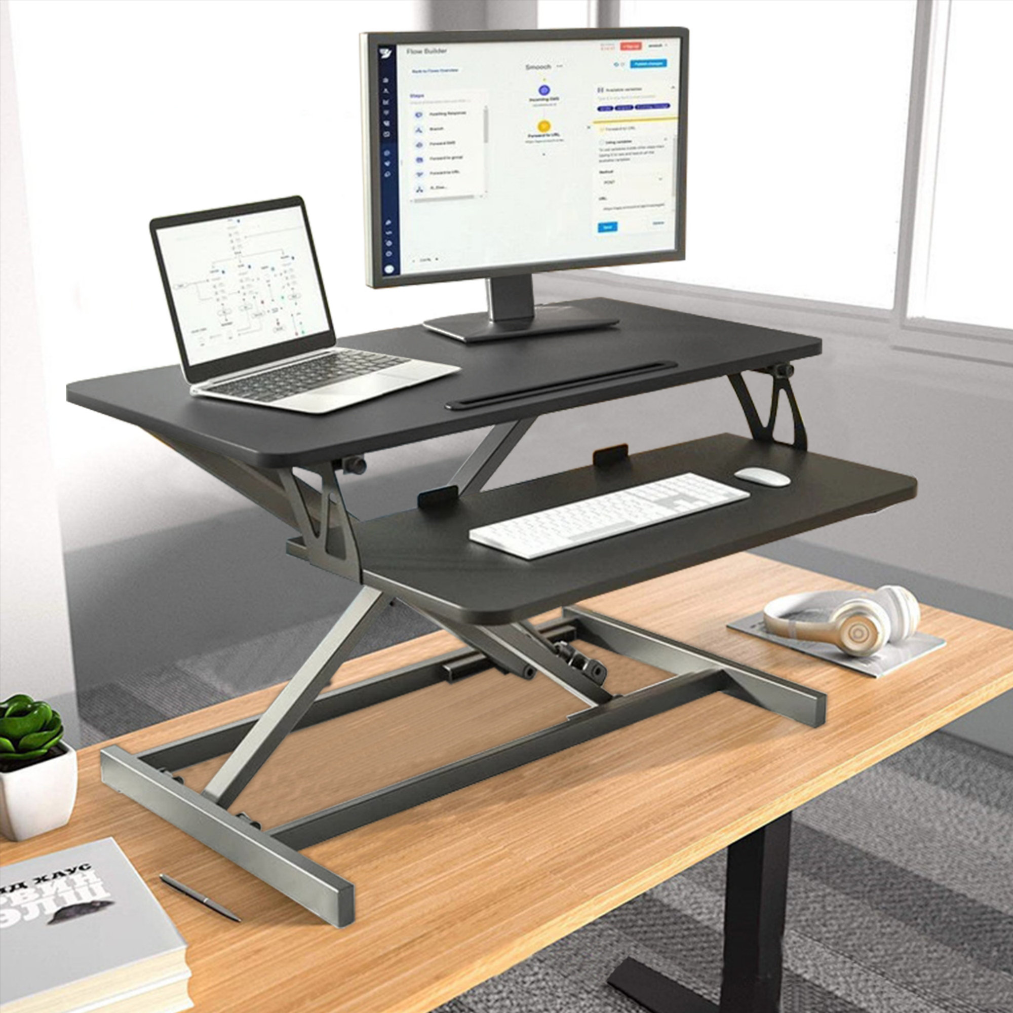 Inbox Zero Dinko Height Adjustable Standing Desk Converter Wayfair