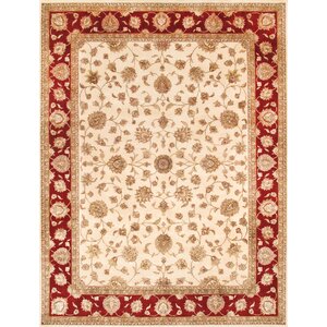 Agra Hand-Knotted Beige Area Rug