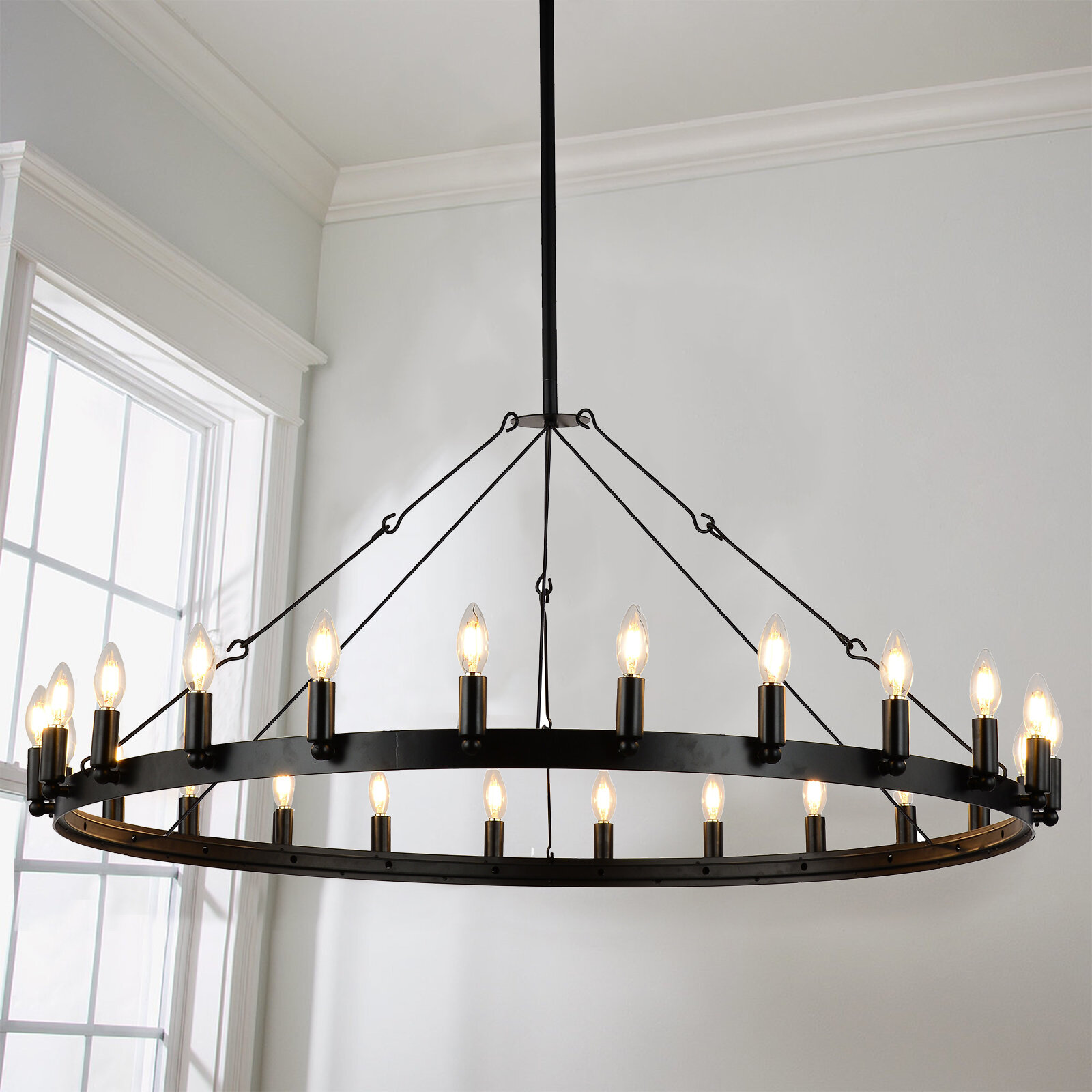 24 light wagon wheel chandelier