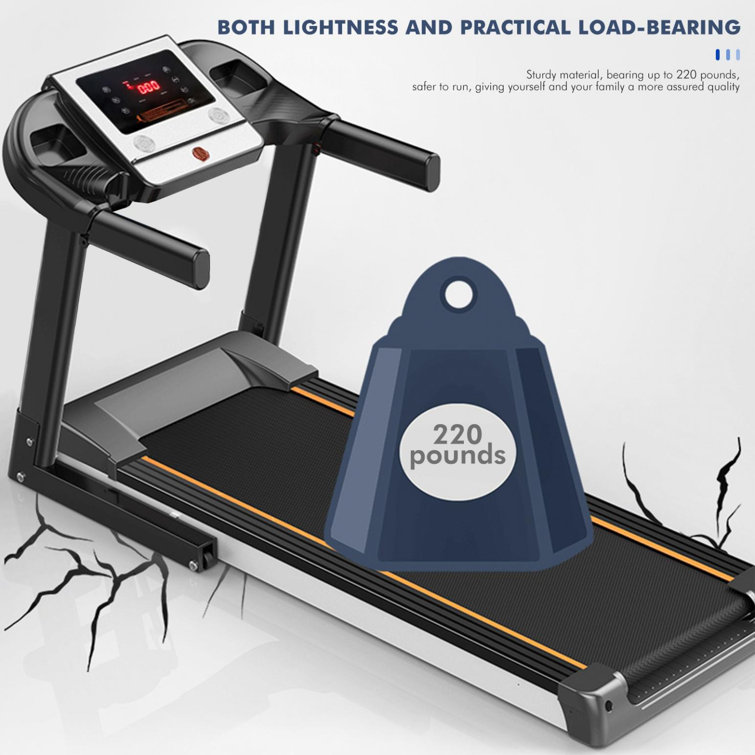 2.5HP Folding Electric LCD Display Motorized Running Treadmill Speakers Bluetoot 
