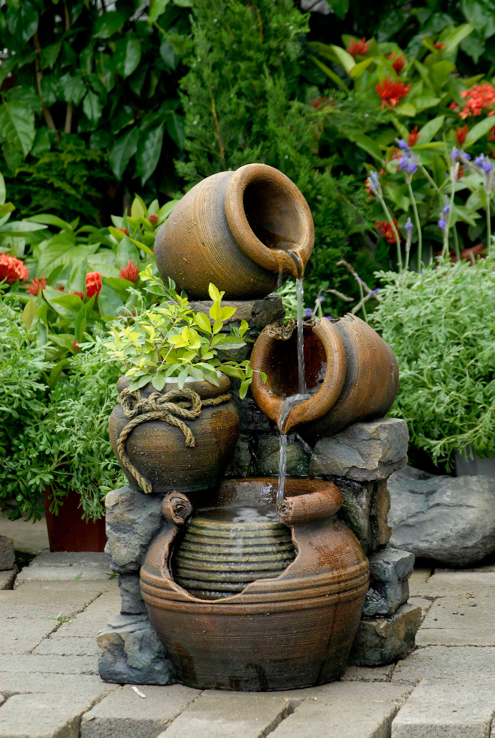 August Grove Bricher Resin Fiberglass Multi Pots Fountain Reviews Wayfair