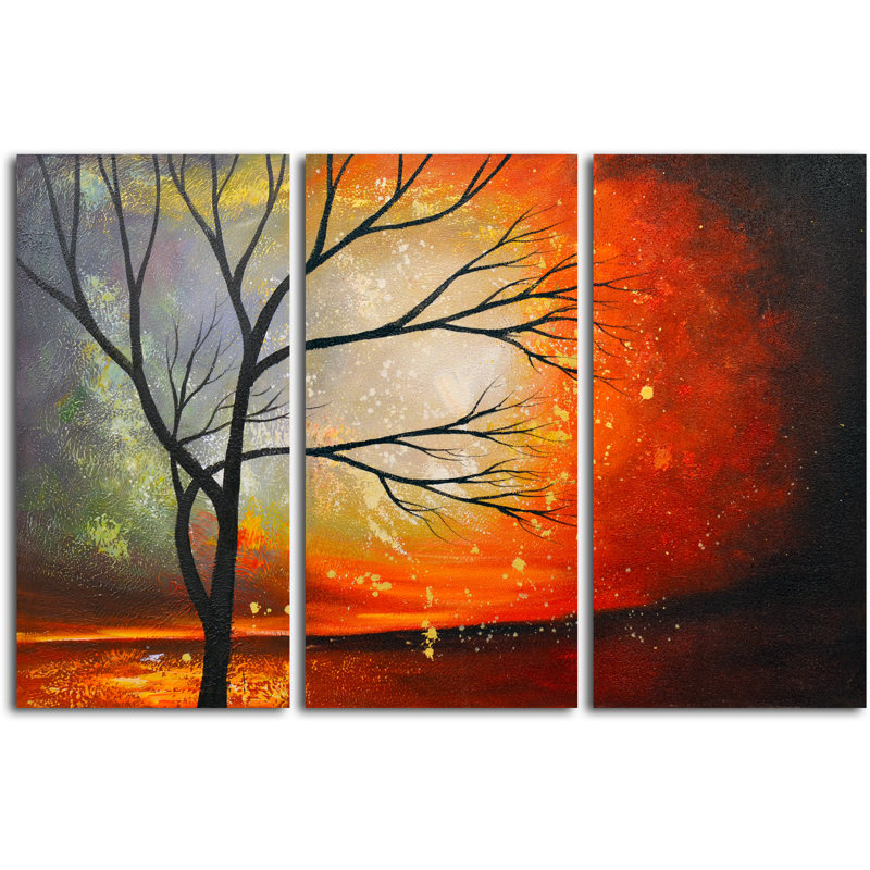 Omax Decor Tree In The Blazing Sun 3 Piece Painting On Canvas Set