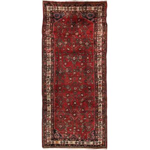 Hamadan Vintage Lamb's Wool Hand-Knotted Red Area Rug