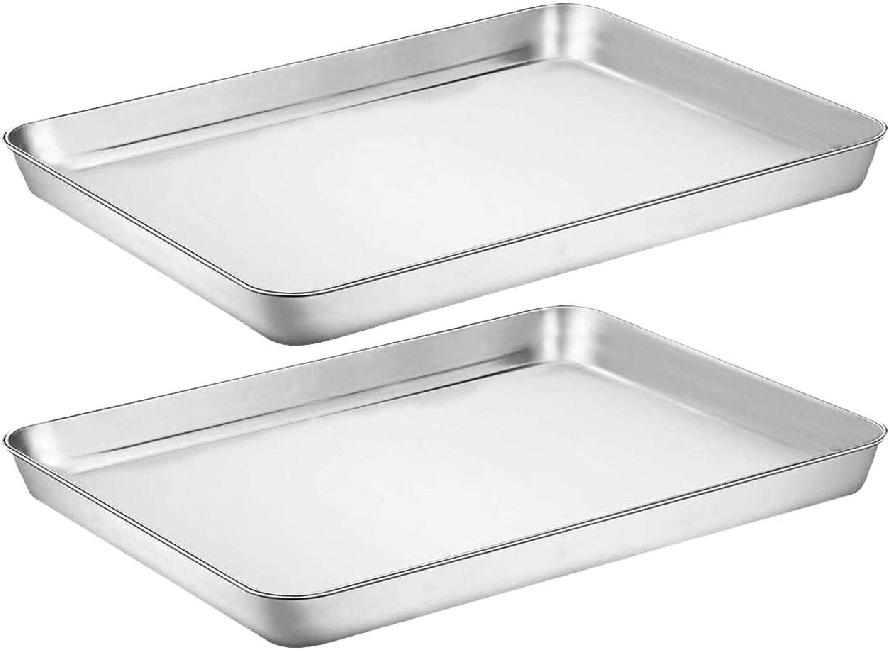 Bastwe 20 inch Stainless Steel Bakeware Baking Pans Healthy & Nontoxic & Rustproof & Easy Clean & Dishwasher Safe Baking Sheets Set of 2 